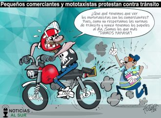Pequeños comerciantes y mototaxistas protestan contra tránsito